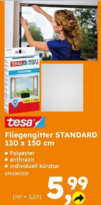 Globus Baumarkt tesa Fliegengitter STANDARD 130*150 Angebot