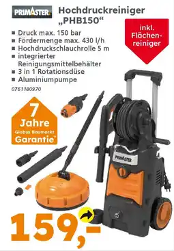 Globus Baumarkt PRIMASTER Hochdruckreiniger ,,PHB150" Angebot