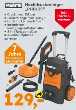 Globus Baumarkt PRIMASTER Hochdruckreiniger ,,PHB135" Angebot