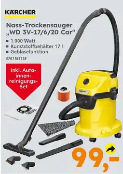 Globus Baumarkt KÄRCHER Nass-Trockensauger ,,WD 3V-17/6/20 Car" Angebot