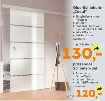 Globus Baumarkt passendes Schienen-Set fur Glas-Schiebetür „Ideal" Angebot