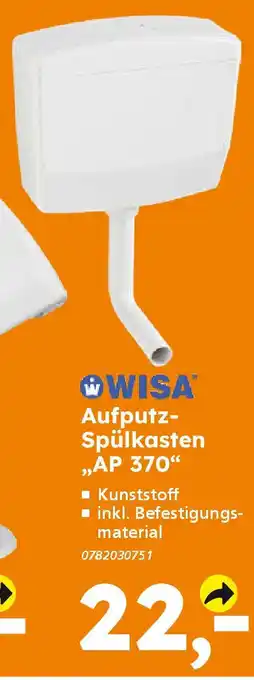 Globus Baumarkt WISA Aufputz- Spülkasten ,,AP 370" Angebot