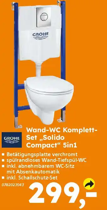 Globus Baumarkt GROHE Wand-WC Komplett- Set,,Solido Compact" 5in1 Angebot