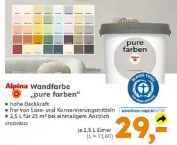 Globus Baumarkt Alpina Wandfarbe "pure farben" Angebot