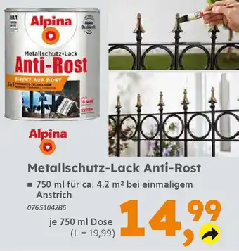 Globus Baumarkt Alpina Metallschutz-Lack Anti-Rost Angebot
