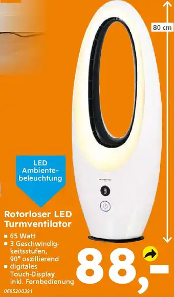 Globus Baumarkt Rotorloser LED Turmventilator Angebot
