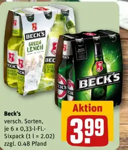 REWE Beck's Green Lemon Angebot