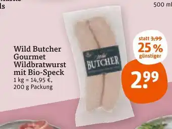 tegut Wild butcher gourmet wildbratwurst mit bio-speck Angebot