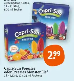 tegut Capri-sun capri-sun freezies oder freezies monster eis Angebot
