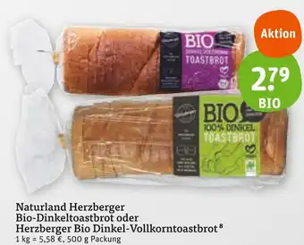 tegut Bio naturland herzberger bio-dinkeltoastbrot oder herzberger bio dinkel-vollkorntoastbrot Angebot