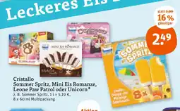 tegut Cristallo sommer spritz, mini eis romanze, leone paw patrol oder unicorn Angebot