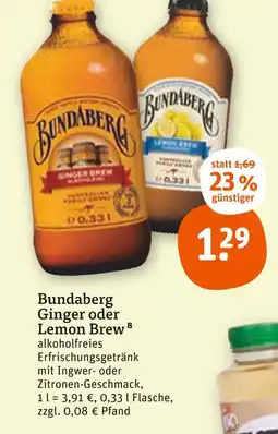tegut Bundaberg ginger oder lemon brew Angebot