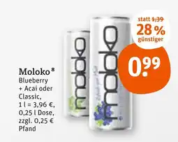 tegut Moloko blueberry + acai oder classic Angebot