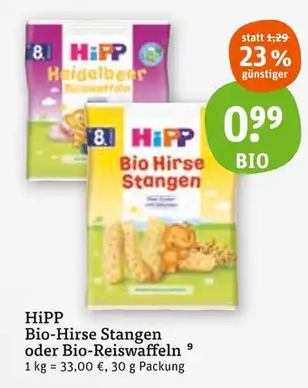 tegut Hipp bio-hirse stangen oder bio-reiswaffeln Angebot