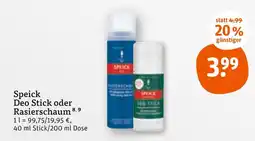 tegut Speick deo stick oder rasierschaum Angebot