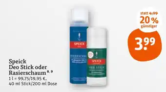 tegut Speick deo stick oder rasierschaum Angebot