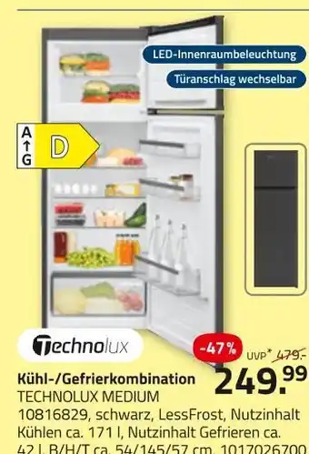 ROLLER Technolux kühl-/gefrierkombination Angebot