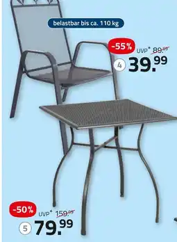 ROLLER Metallstuhl mit blatt-dekor oder metalltisch Angebot