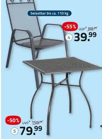 ROLLER Metallstuhl mit blatt-dekor oder metalltisch Angebot