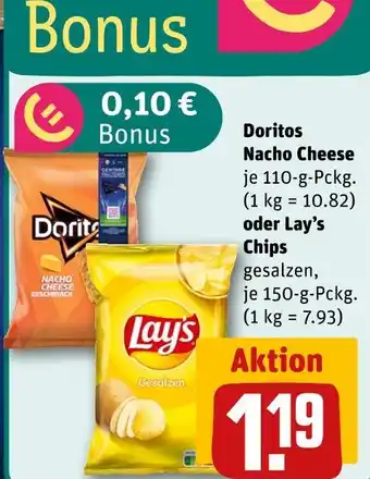 REWE Doritos nacho cheese oder lay’s chips Angebot