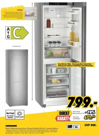 MEDIMAX LIEBHERR Kühl-/Gefrierkombination (Stand) KGNsd 52Vc03 Limited Edition Angebot