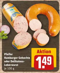 REWE Pfeifer hamburger gekochte oder delikatess-leberwurst Angebot