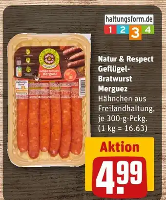 REWE Natur & respect geflügel-bratwurst merguez Angebot