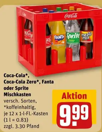 REWE Coca-cola coca-cola, coca-cola zero, fanta oder sprite mischkasten Angebot