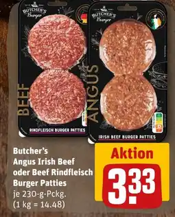 REWE Butcher's burger angus irish beef oder beef rindfleisch burger patties Angebot