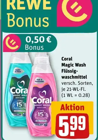 REWE Coral magic wash flüssigwaschmittel Angebot