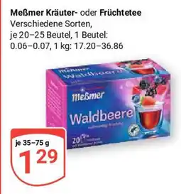 Globus Meẞmer Kräuter- oder Früchtetee Angebot