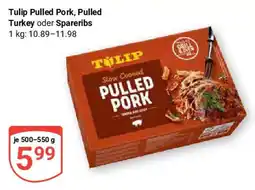 Globus Tulip Pulled Pork, Pulled Turkey oder Spareribs Angebot