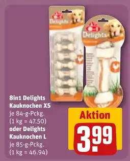 REWE 8in1 Delights Kauknochen XS oder Delights Kauknochen L Angebot