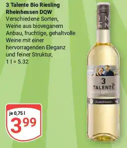 Globus 3 Talente Bio Riesling Rheinhessen DQW Angebot