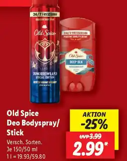 Lidl Old Spice Deo Bodyspray/ Stick Angebot