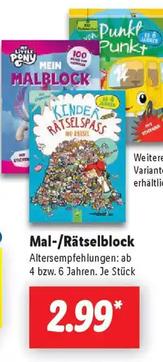 Lidl Mal-/Rätselblock : ab Angebot
