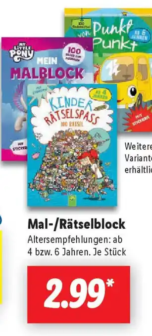 Lidl Mal-/Rätselblock : ab Angebot