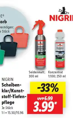 Lidl NIGRIN Scheibenklar klar/Kunst- stoff-Tiefen- pflege Angebot