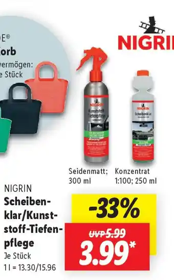 Lidl NIGRIN Scheibenklar klar/Kunst- stoff-Tiefen- pflege Angebot