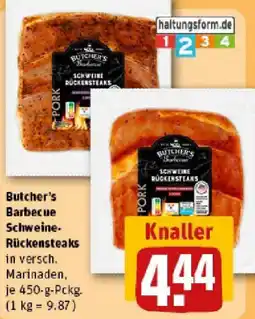 REWE Butcher's Barbecue Schweine Rückensteaks Angebot