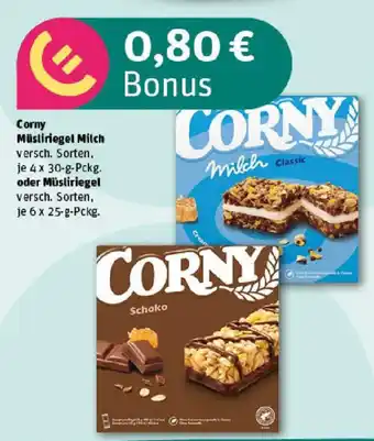 REWE Corny Müsliriegel Milch oder Müsliriegel Angebot