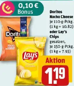 REWE Doritos Nacho Cheese oder Lay's Chips Angebot