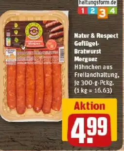 REWE Natur & Respect Geflügel- Bratwurst Merguez Angebot