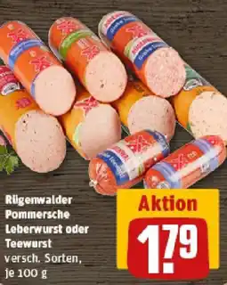 REWE Rügenwalder Pommersche Leberwurst oder Teewurst Angebot