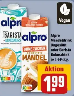 REWE Alpro Mandeldrink Ungesüßt oder Barista Kokosdrink Angebot