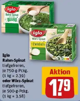 REWE iglo Rahm-Spinat oder Wurz Spinat Angebot