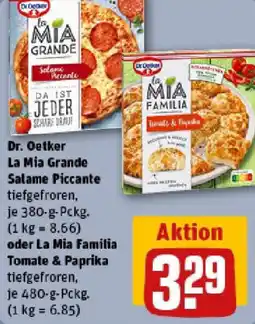 REWE Dr. Oetker La Mia Grande Salame Piccante oder La Mia Familia Tomate & Paprika Angebot