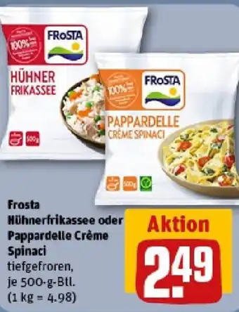REWE Frosta Hühnerfrikassee oder Aktion Pappardelle Crème Spinaci Angebot