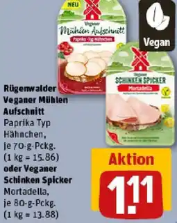 REWE Rügenwalder Veganer Mühlen Aufschnitt oder Veganer Schinken Spicker Angebot
