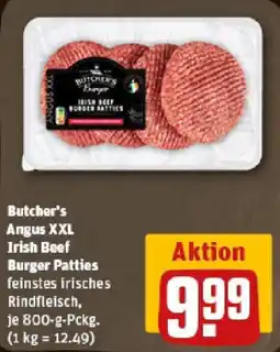 REWE Butcher's Angus XXL Irish Beef Burger Patties Angebot